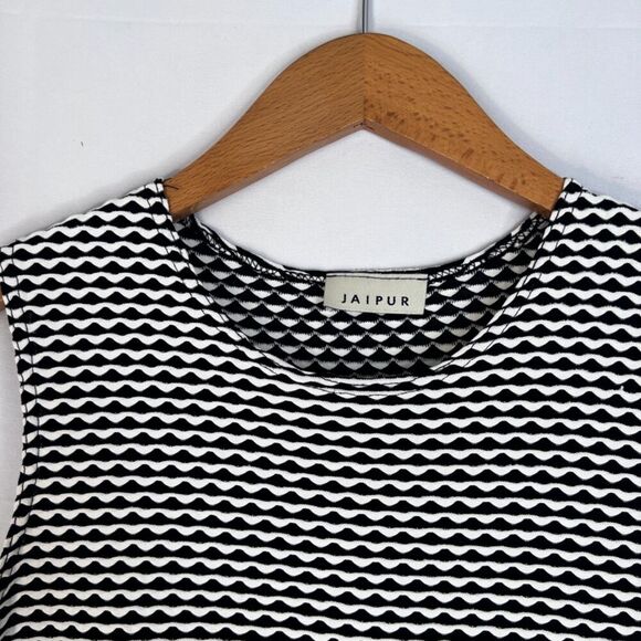 Jaipur Black and White Busy Maximal Psychedelic Print Sleeveless Tank Size MD - Picture 3 of 7